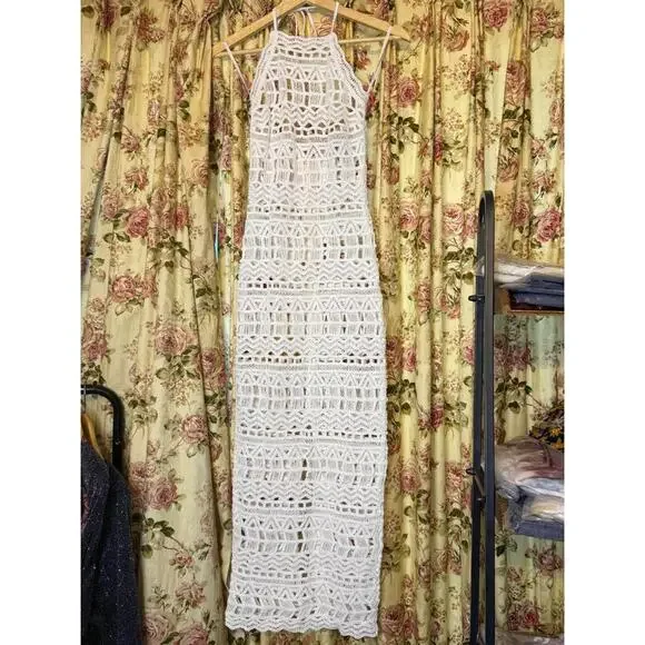 NWT! Rumer Ines Midi White Crochet Swimsuit Cover Dress Size XS - Picture 1 of 5